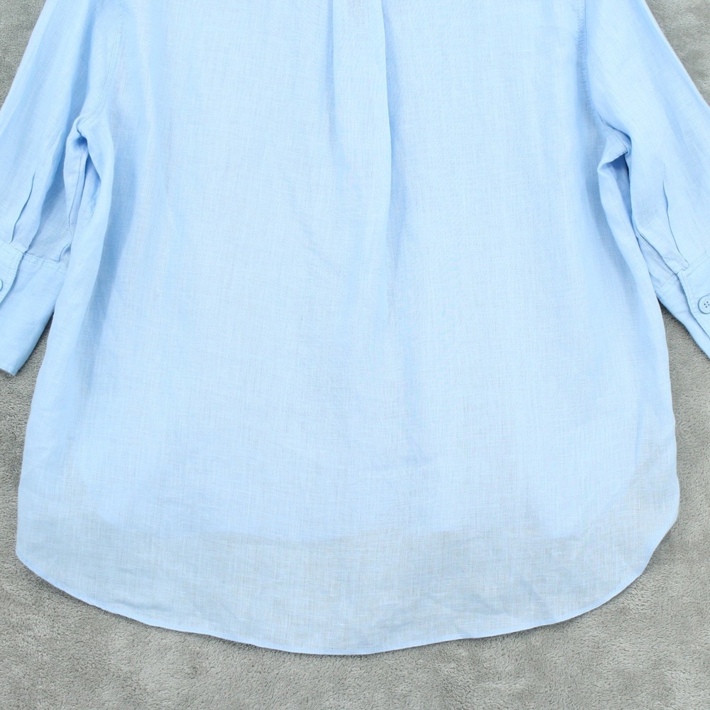 Zara Shirt Womens Small Linen Button Front Lightweight Costal Boxy Relaxed Blue - Picture 6 of 10